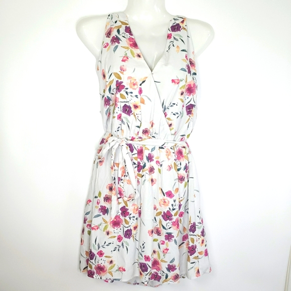 AQUA Floral Sleeveless Belted Rayon Midi Dress - Picture 2 of 9